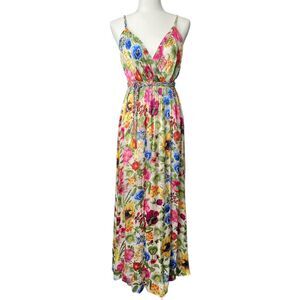 Alice + Olivia Samantha Floral Burnout Mock Wrap Maxi Dress Braided Belt Size 2